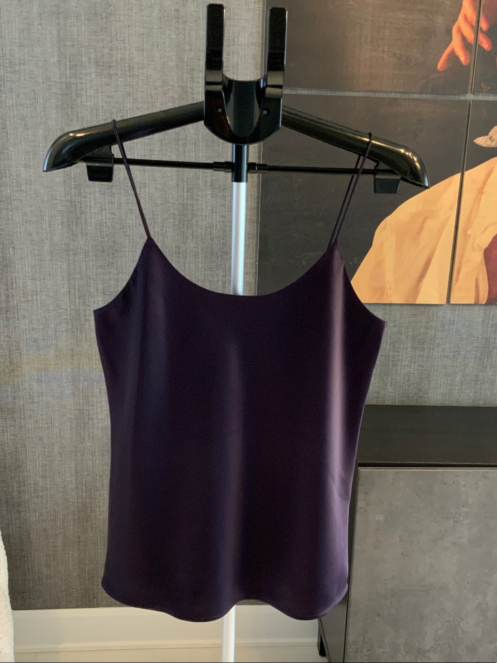 Club Monaco Plum Satin Spaghetti-Strap Cami S